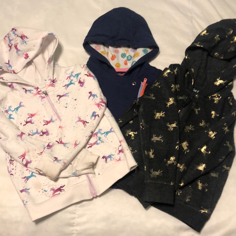 (3) Toddler girl zip up sweaters